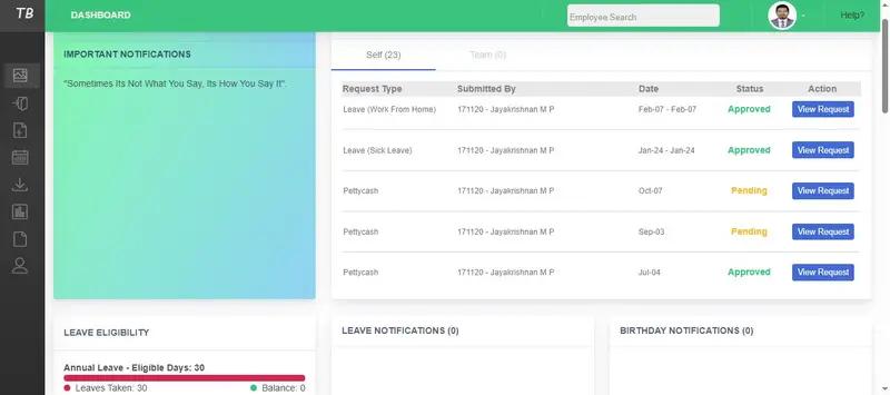 ESS Portal Dashboard Dubai